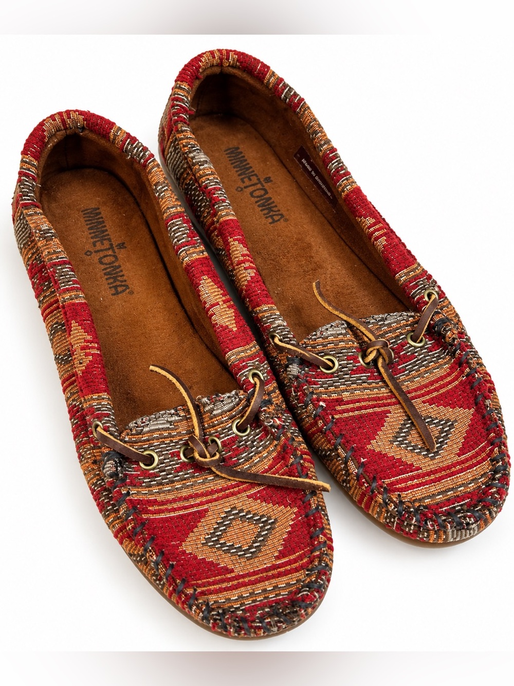 Minnetonka Moccasins 8.5 Southwest Aztec Tapestry Boho Loafers Flats